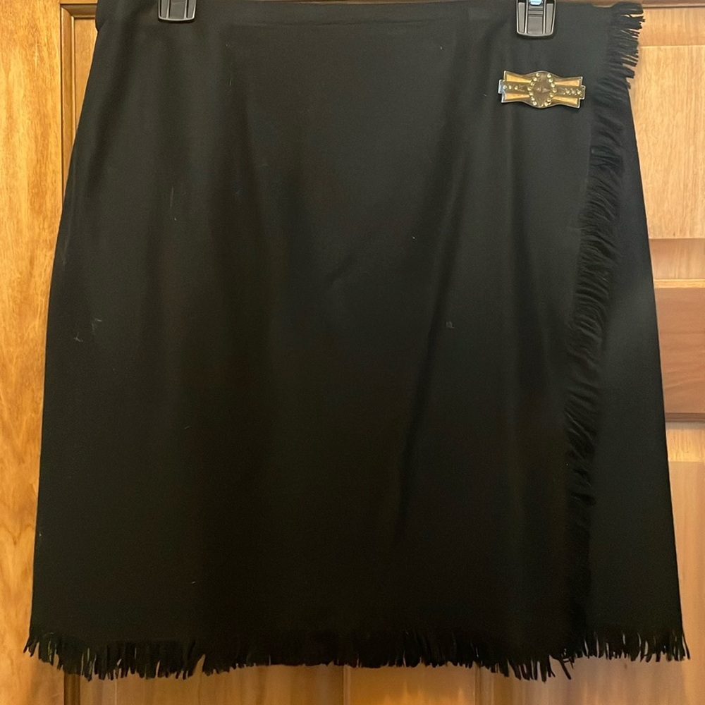 Black fringe wrap skirt